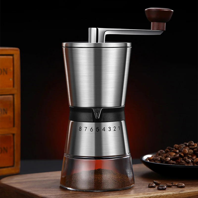 Burr Hand Grinder - 8단계 조절 가능한 수동 커피 그라인더,