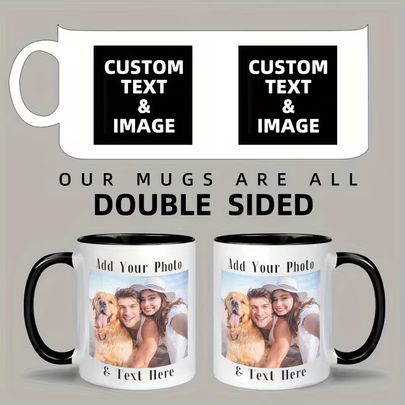 Coffee Tea Name - 맞춤형 양면 사진/텍스트/로고 세라믹 커피 머그컵,