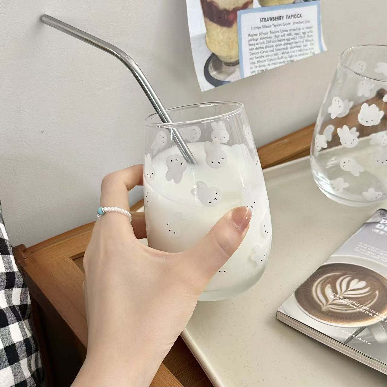 귀여운 미피 토끼 프린트 유리 텀블러 대용량 물컵 -  - Coffee Tea & Espresso Appliances 리뷰 및 가격