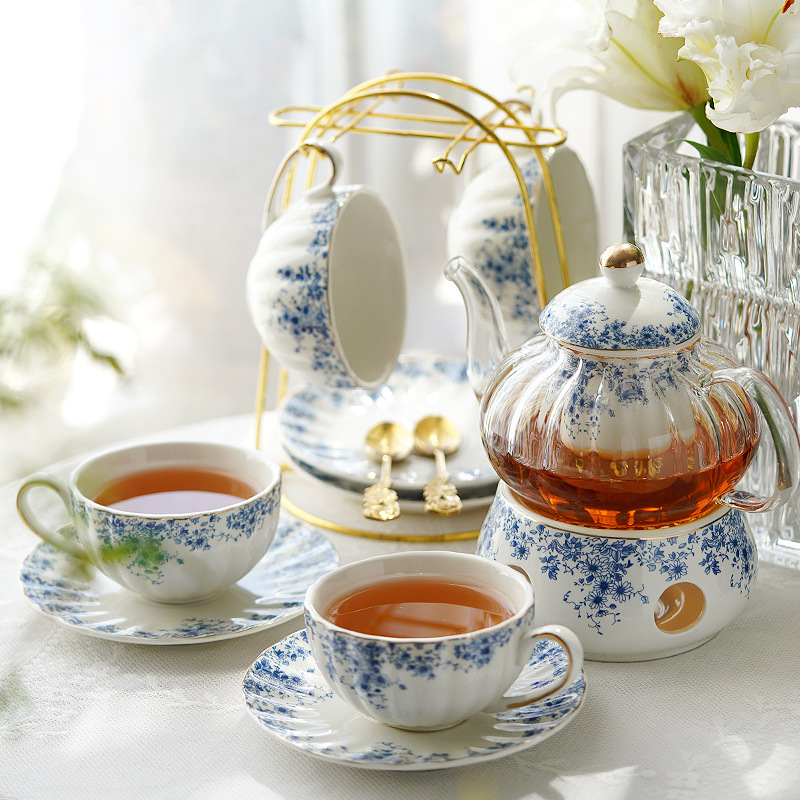 영국식 애프터눈 티 세트, 꽃 찻주전자, 온열 유리 찻 - Coffee Tea And Sugar Set 리뷰 및 가격