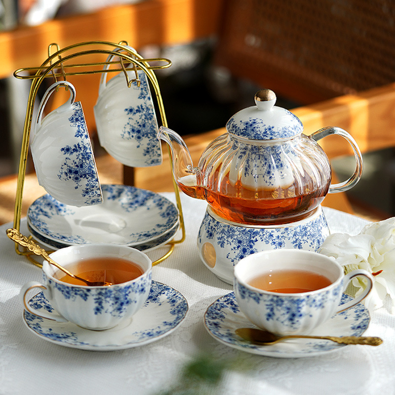 영국식 애프터눈 티 세트, 꽃 찻주전자, 온열 유리 찻 - Coffee Tea And Sugar Set 리뷰 및 가격